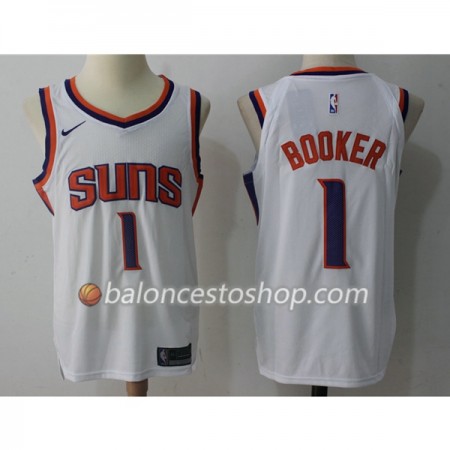 Camiseta Hombre NBA Phoenix Suns Devin Booker 1 Nike 2017-18 Blanco Swingman